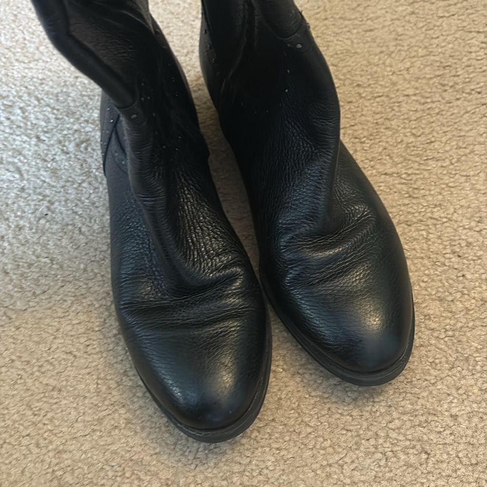 Sam Edelman Prina Riding Boot Black Studded Leather Flat Sz 10 - Picture 6 of 11